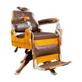 Art Deco Oak and Leather Barber Chair