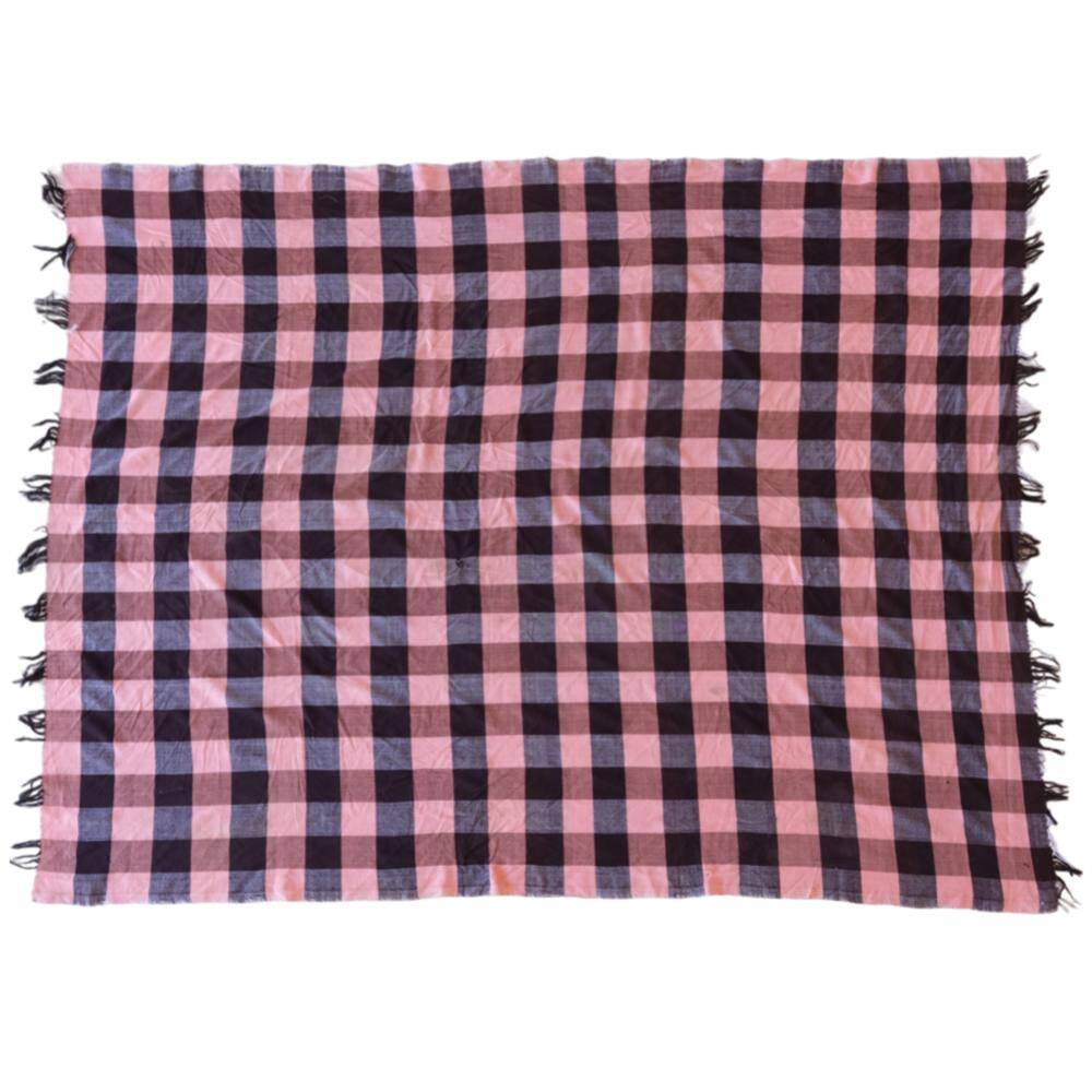 Vintage haik checkered bed throw from Morocco - 183 x 223 cm