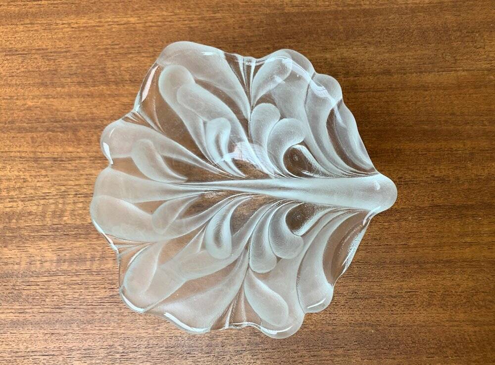 Vintage heavy floral glass bowl from Walther Glas, 1970s.