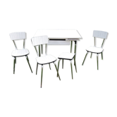 Old Formica Table & 3 Matching Seats