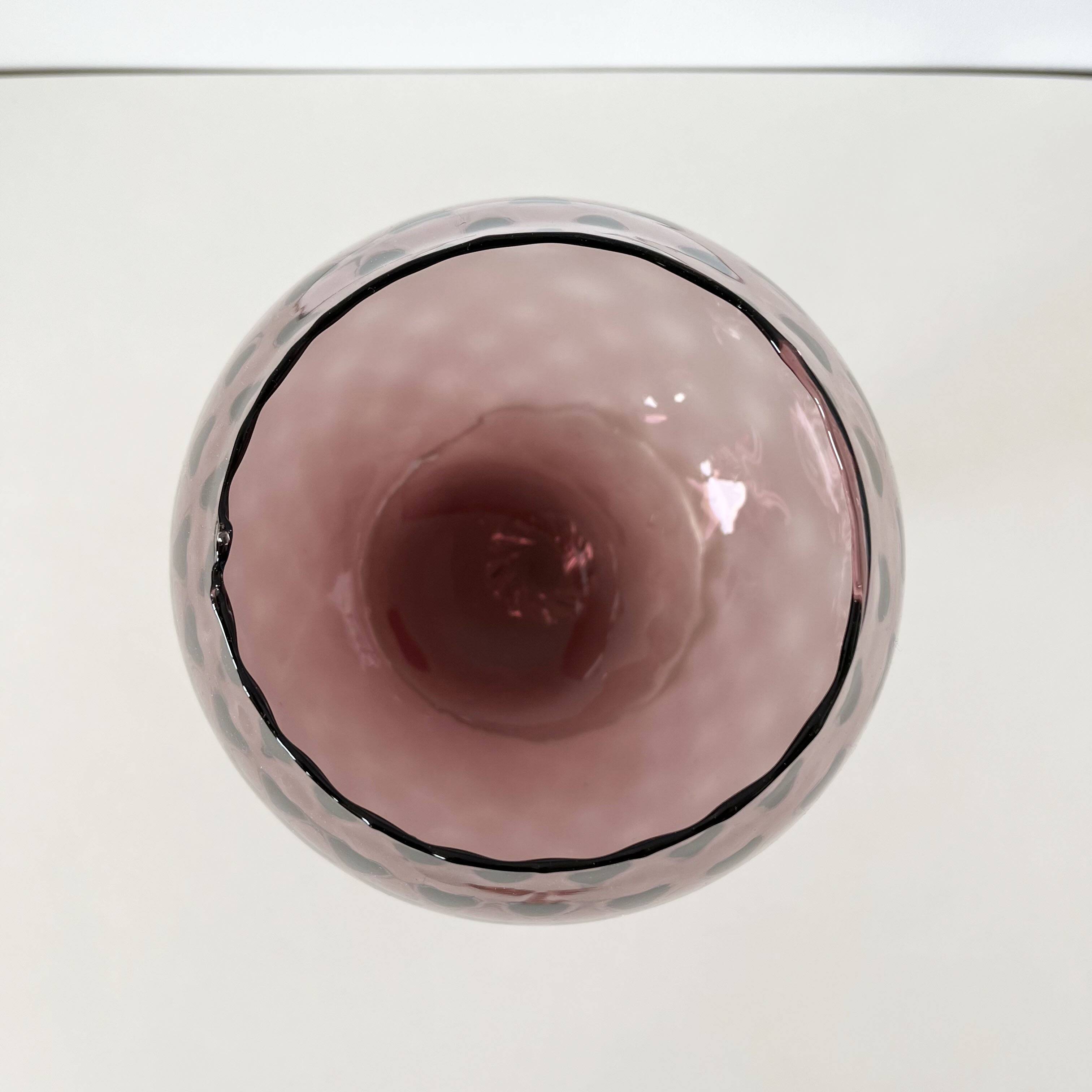Purple Italian blown glass vase Empoli 1960