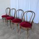 Set of 4 Vintage Bentwood Bistro Chairs, Red Upholstery
