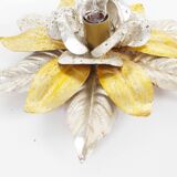 Wonderful gilded florentine flush mount lights, Italy 1970's