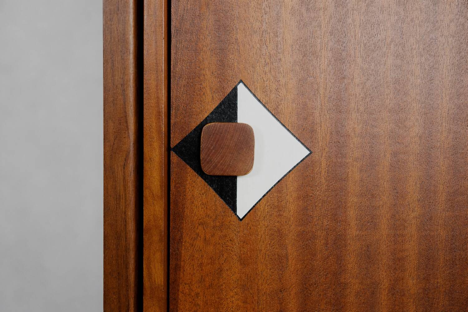 Vintage Mid-Century Danish Modern Teak Sideboard with Hand-Painted Pattern