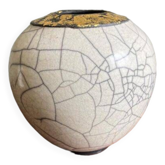 Ceramic vase signed Brigitte Moron in enamelled stoneware (2002)