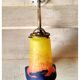 Wall light wall wall brass swan collar, porcelain rosette and tulip in colored glass paste