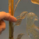 Lampe de table perroquet en cristal, années 1970