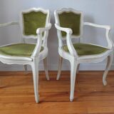Pair of patinated armchairs