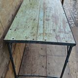 Old folding table in Burmese teak and steel
