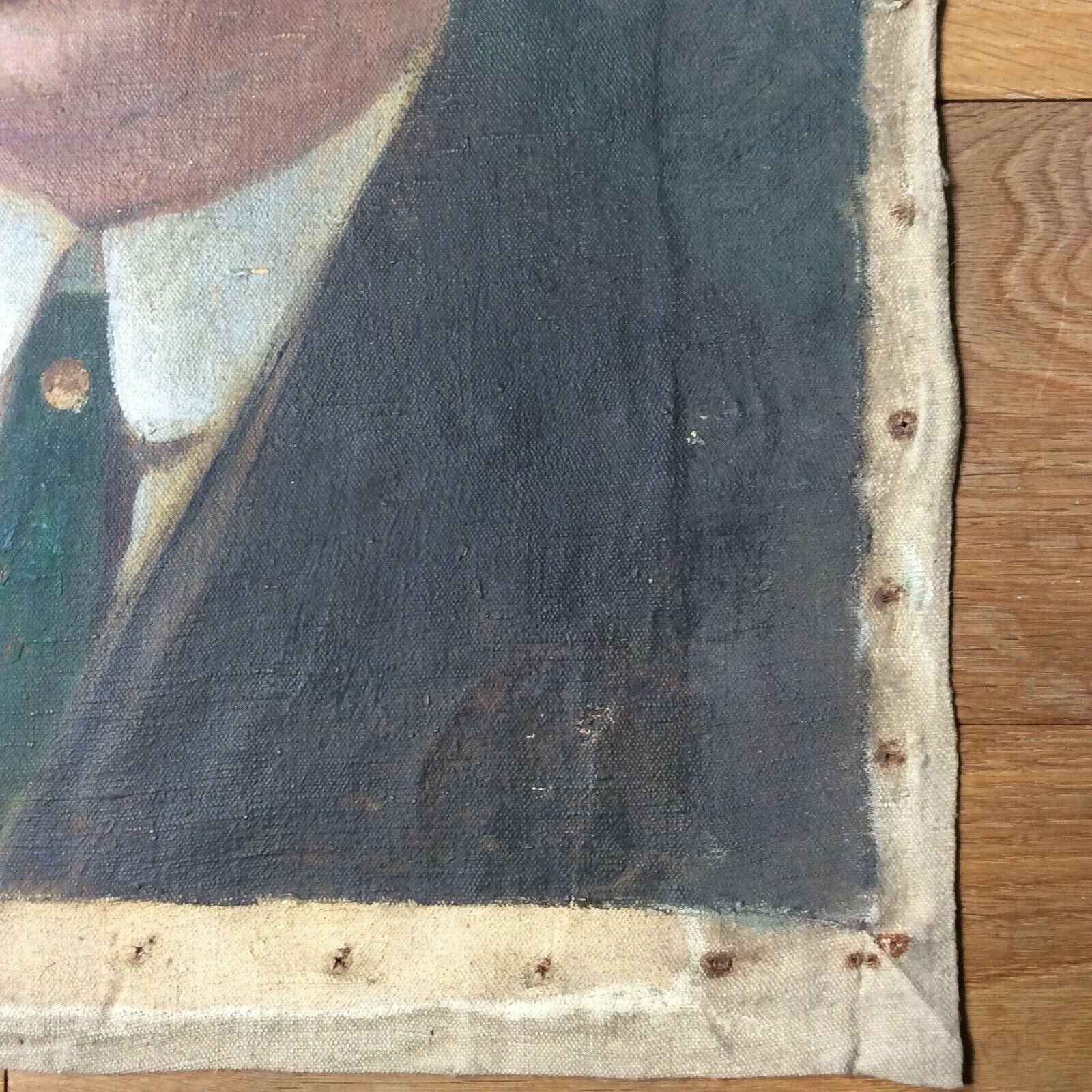 Painting oil on canvas portrait of man in moustache 1900