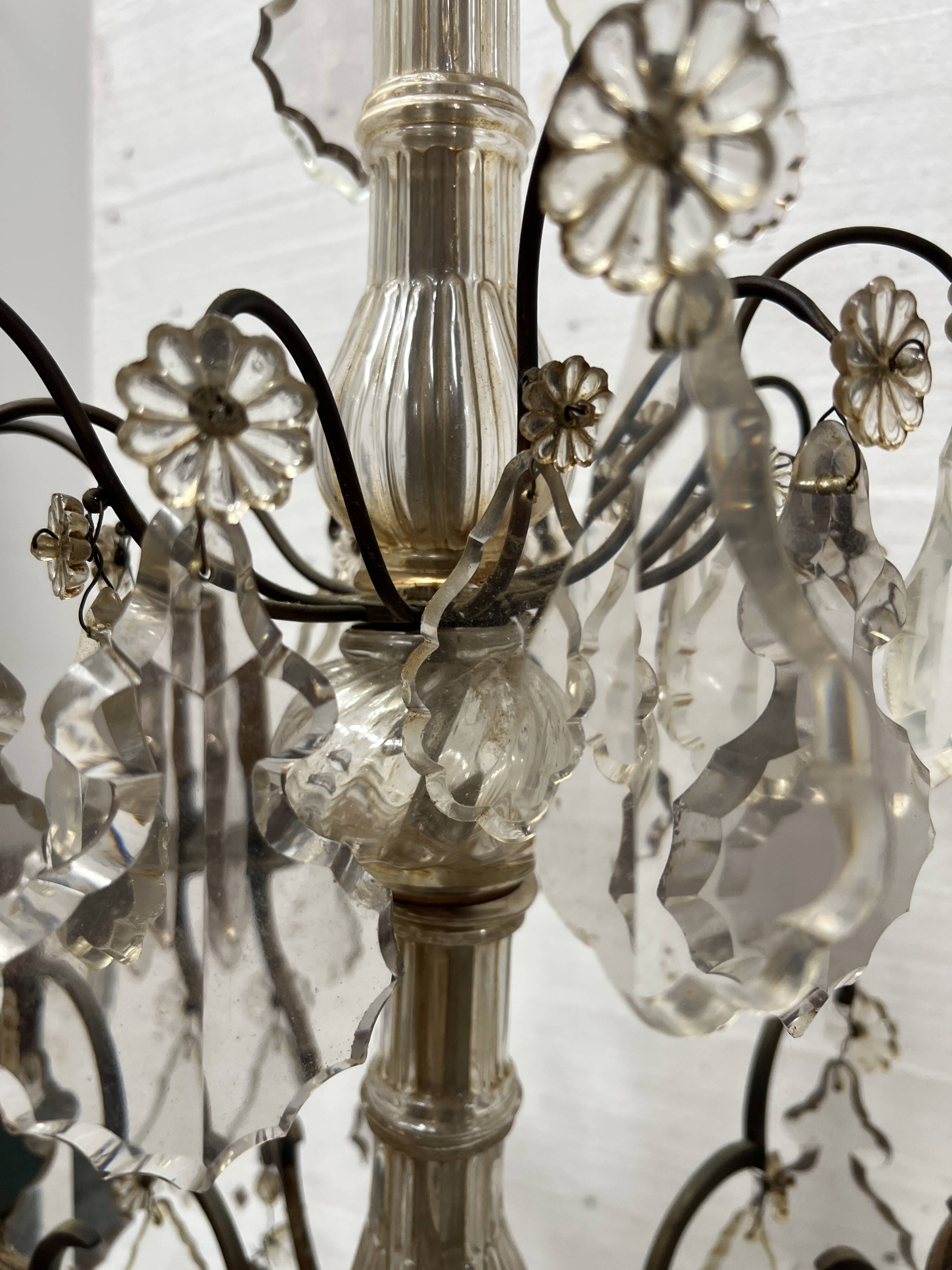 Louis XV style chandelier with pendants and colored glass fruits, 20th century