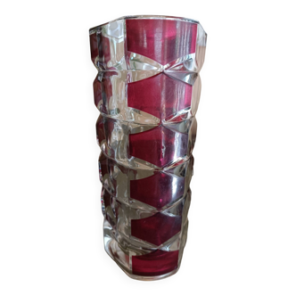 Vase verre moulé bicolore art déco