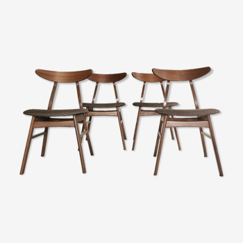 Set de 4 chaises scandinaves bois et tissu