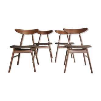 Set de 4 chaises scandinaves bois et tissu