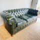 Chesterfield 3 seater sofa in English green leather