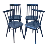 Set of 4 black laquered dining chairs
