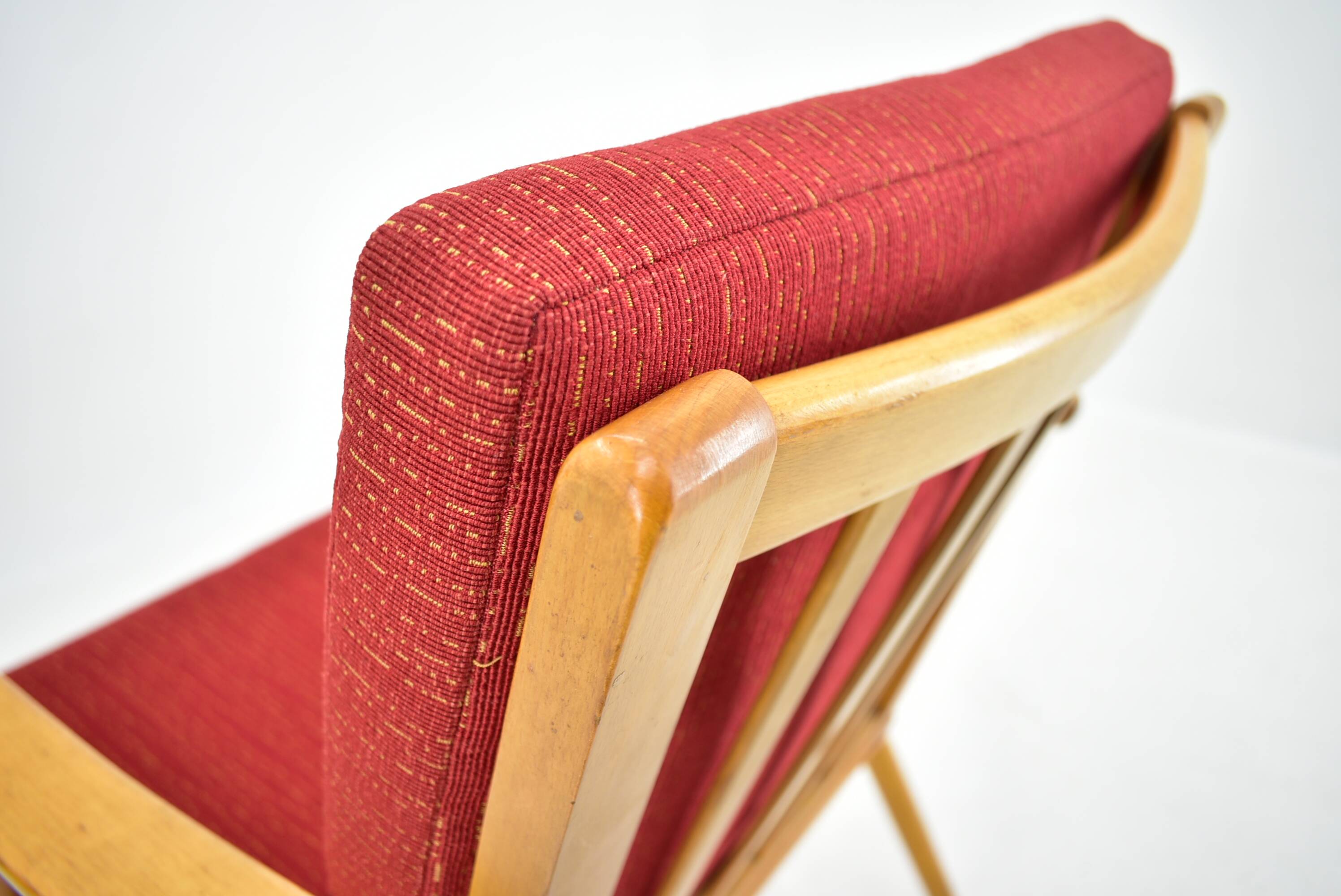 1960s pair of Ton/Thonet beech armchairs, Czechoslovakia