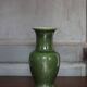 Green glazed ceramic vase, vintage baluster vase, flower pot