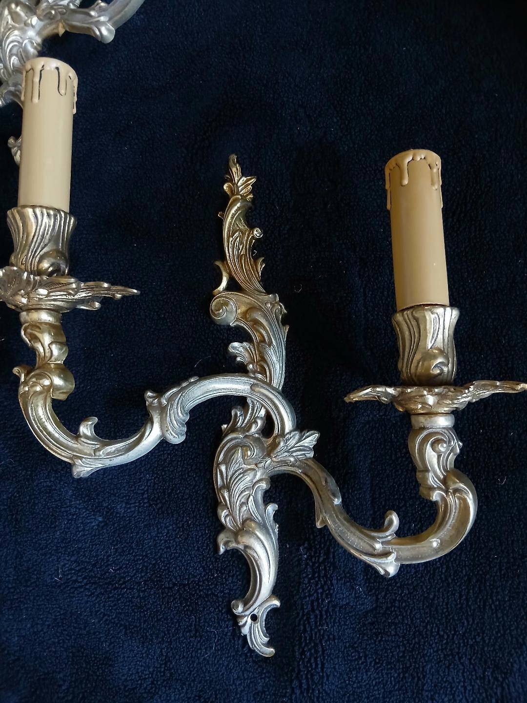 4 splendid wall sconces candle holders bronze Louis XVI XV style