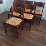 Elm and straw chairs by Maison Regain