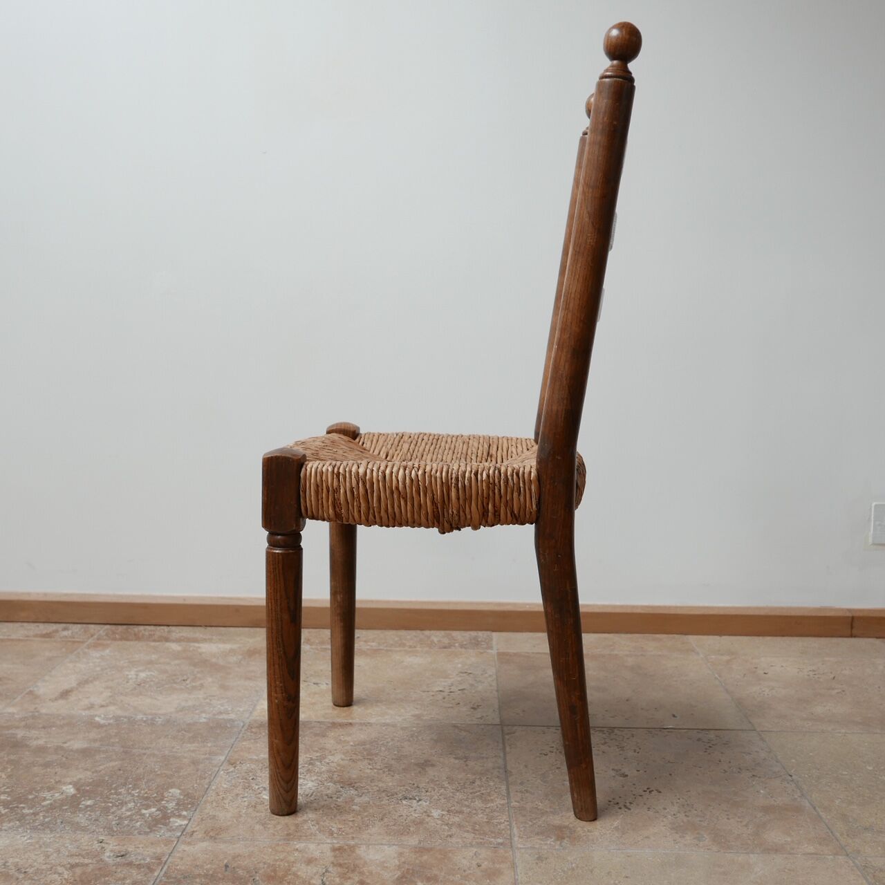 Set of 14 mid-century french rush farmhouse dining chairs