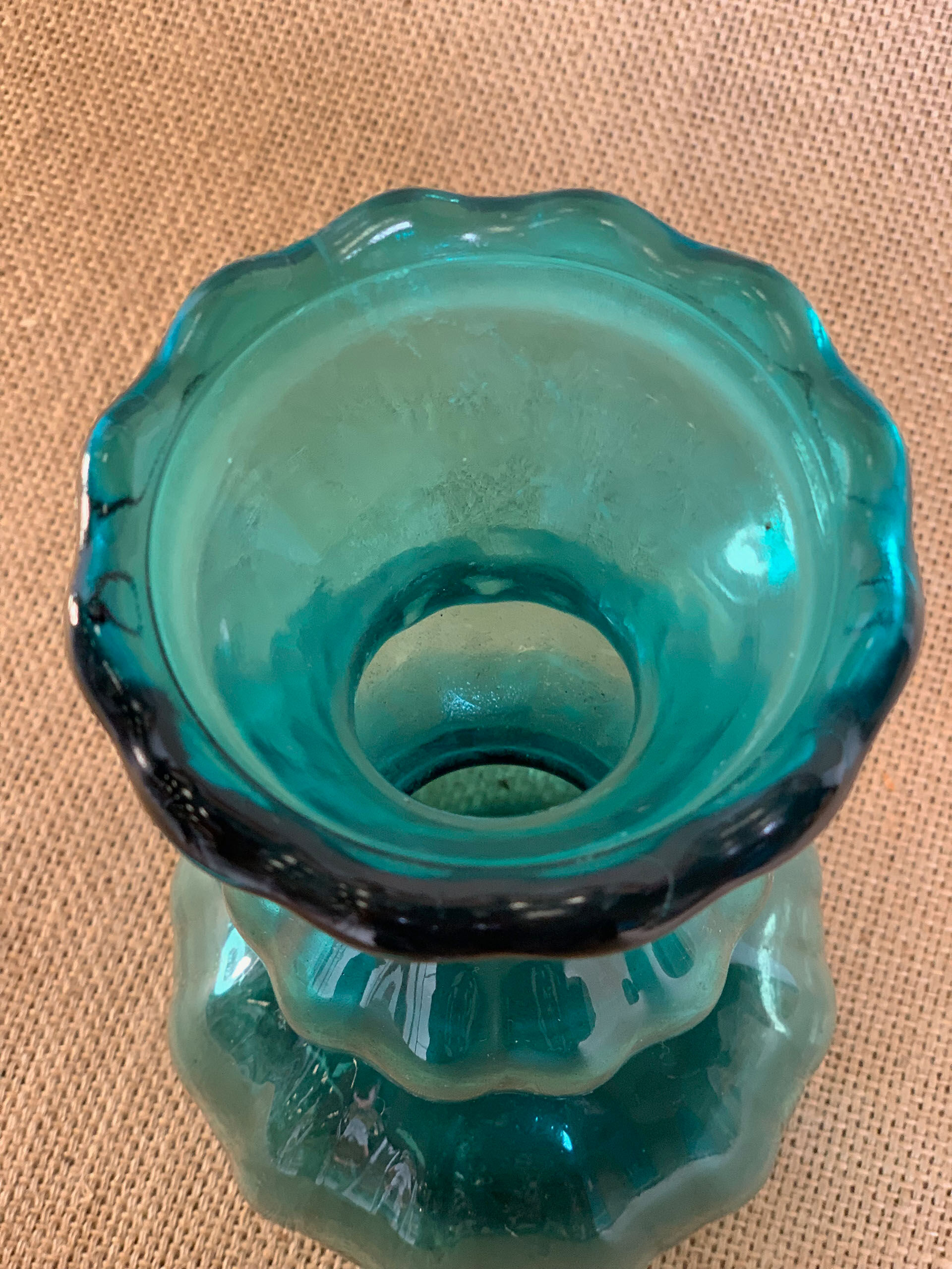 Lagoon blue blown glass vase type murano