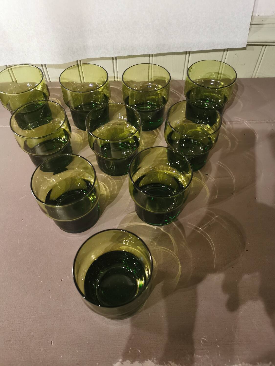 Set of 10 stackable vintage glasses