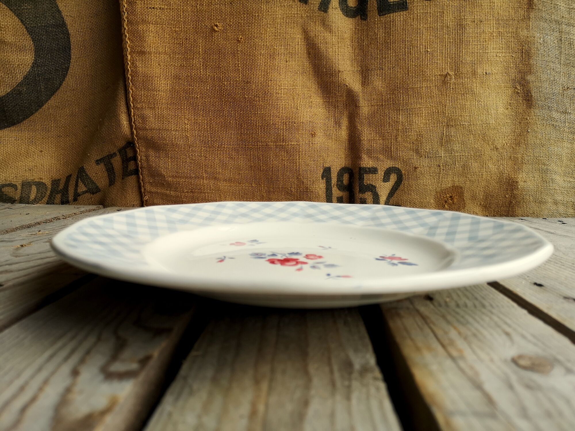 Old Round Plate in Ceramics by Digoin Sarreguemines Model Bastia