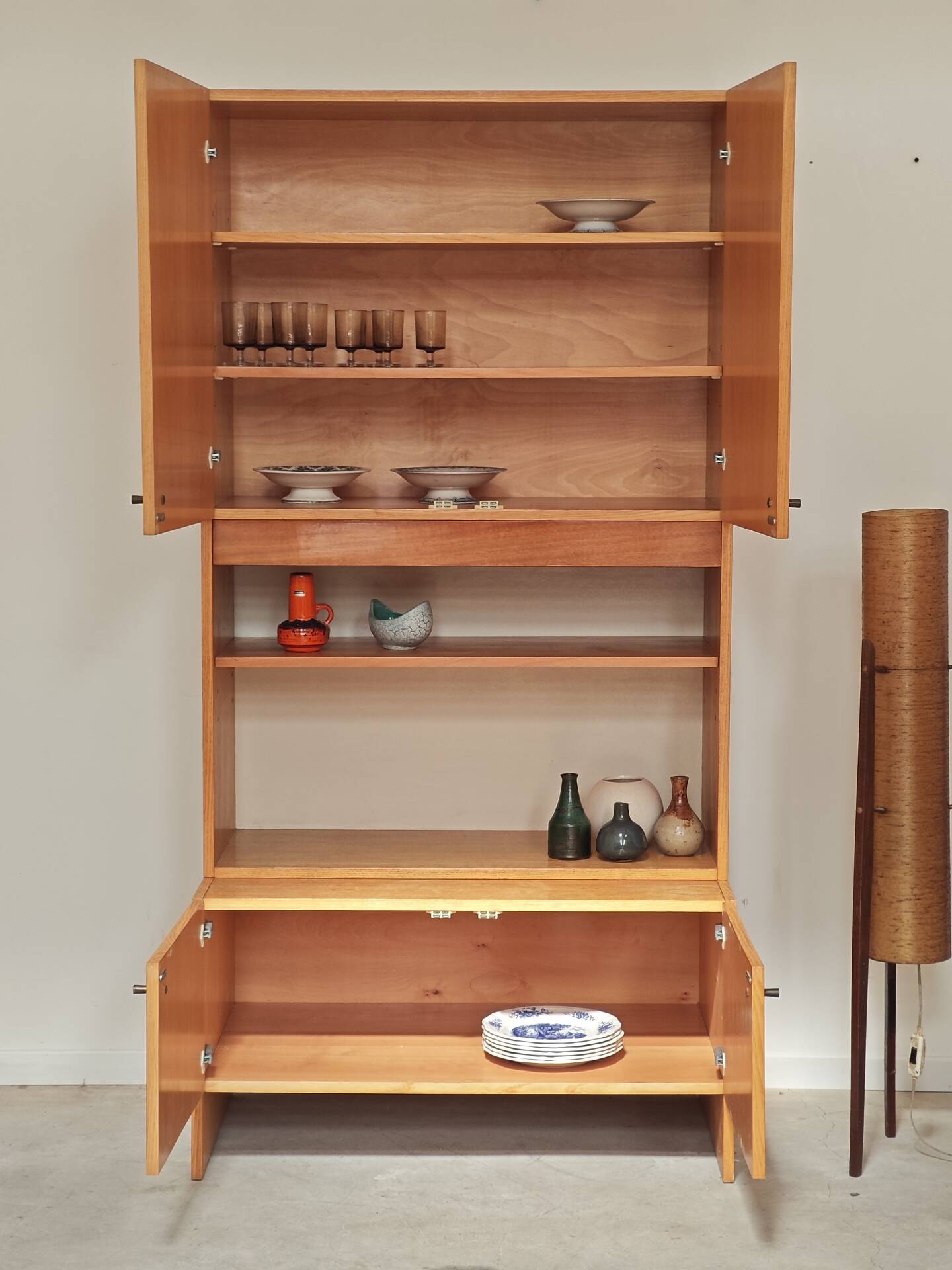 Antique high television cabinet, dresser cupboard by Drevotex Zamberk.
