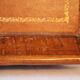Pedestal table in wood and havana coloured leather tray