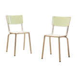 Pair of formica chairs and wood