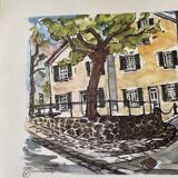 Lithography of a corner of Paris numbered and signed by Vargas