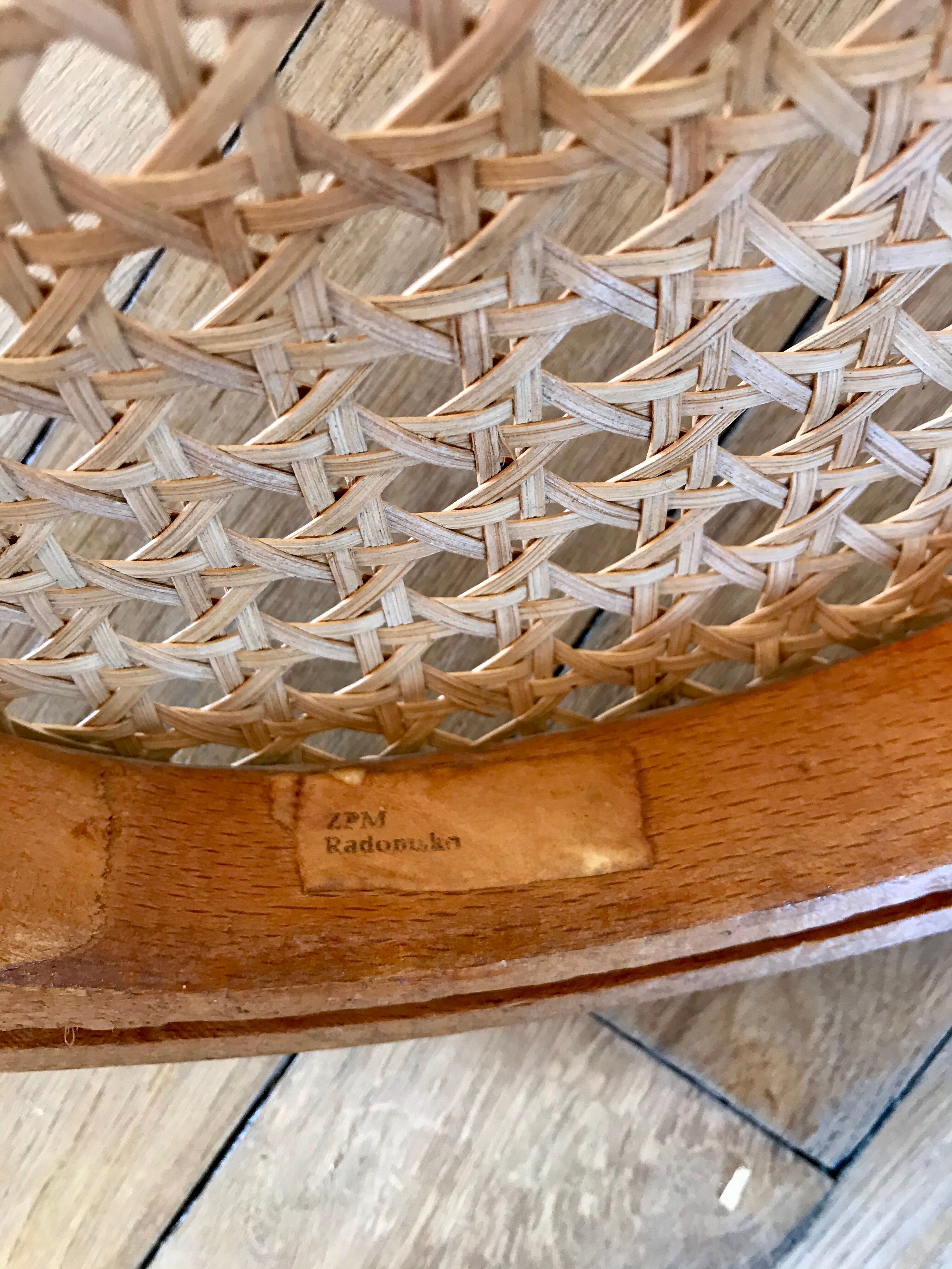 Baumann bistro chair in bent wood and blond wood canning 40s-50s