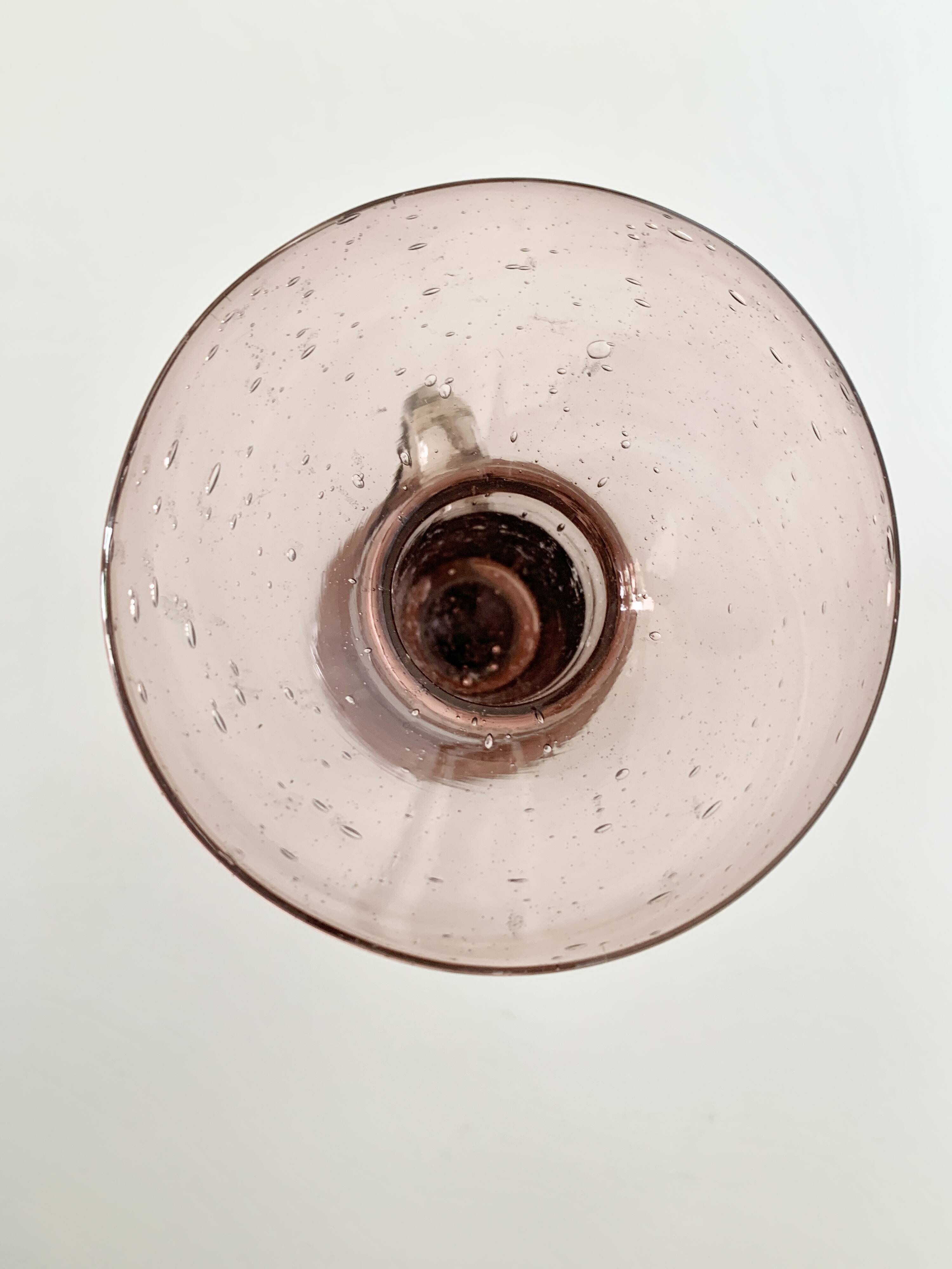 Bougeoir en verre soufflé et bullé