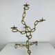 Brutalist candle holder, wrought iron, chain links, gold patina.
