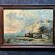 Impressionist painting attributed to F-G Engler, oil on canvas, romantic seascape.