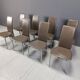 Lot de 8 chaises de salle à manger vintage en cuir belge - années 1980