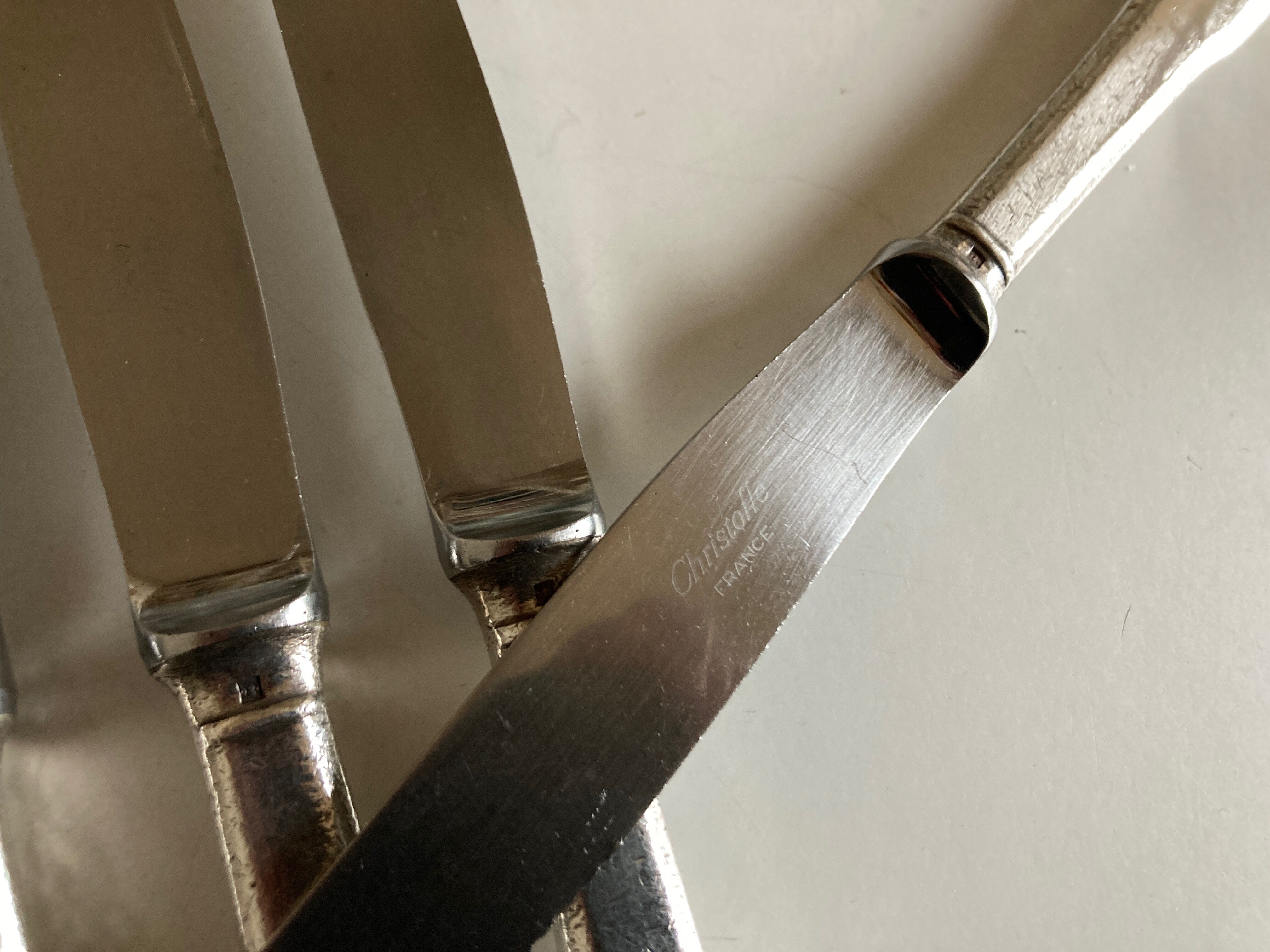 Set of 12 brewery knives Christofle Cluny Vieux Paris 1960