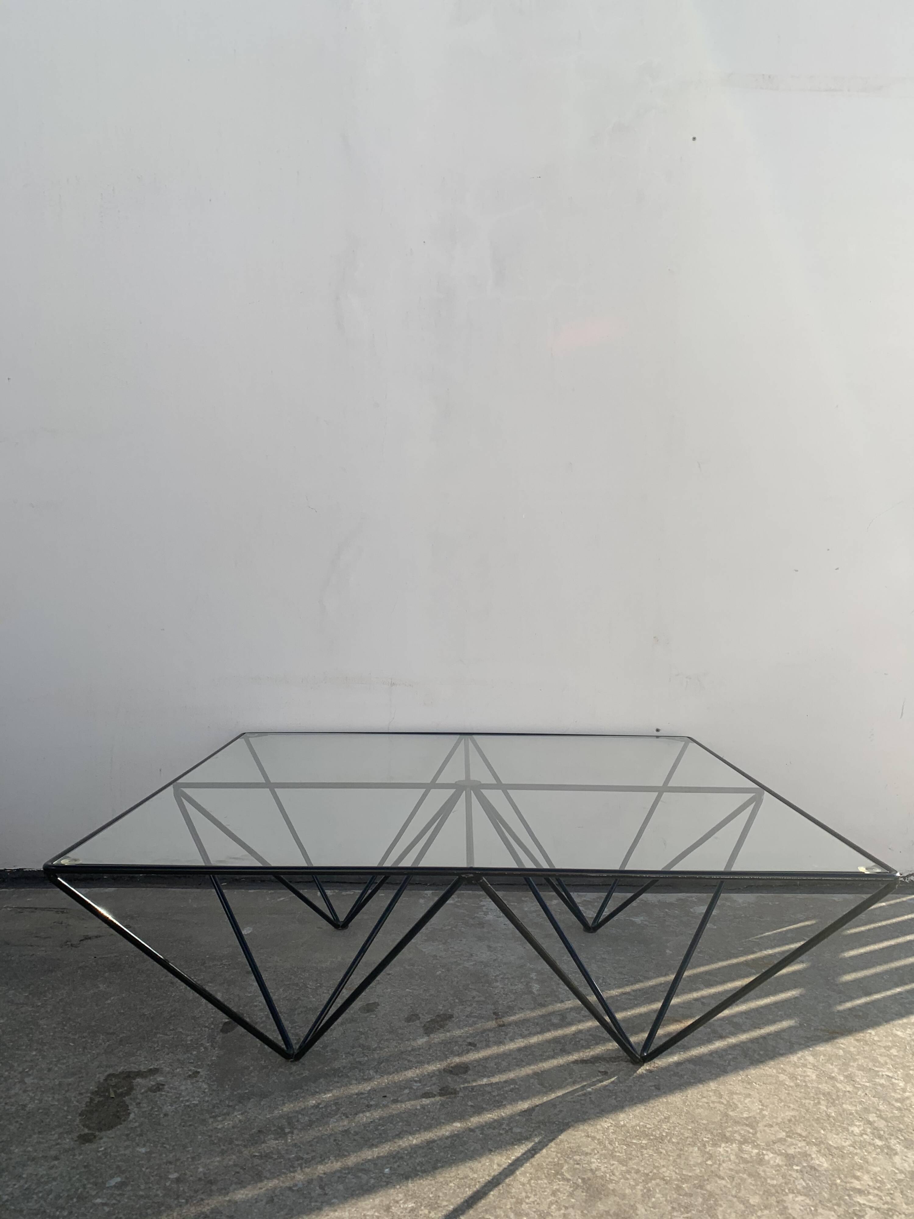 Alanda style square black metal coffee table