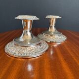 Silver-plated metal candlesticks from the 1980s.