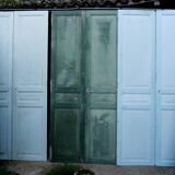 pair of large old wooden doors