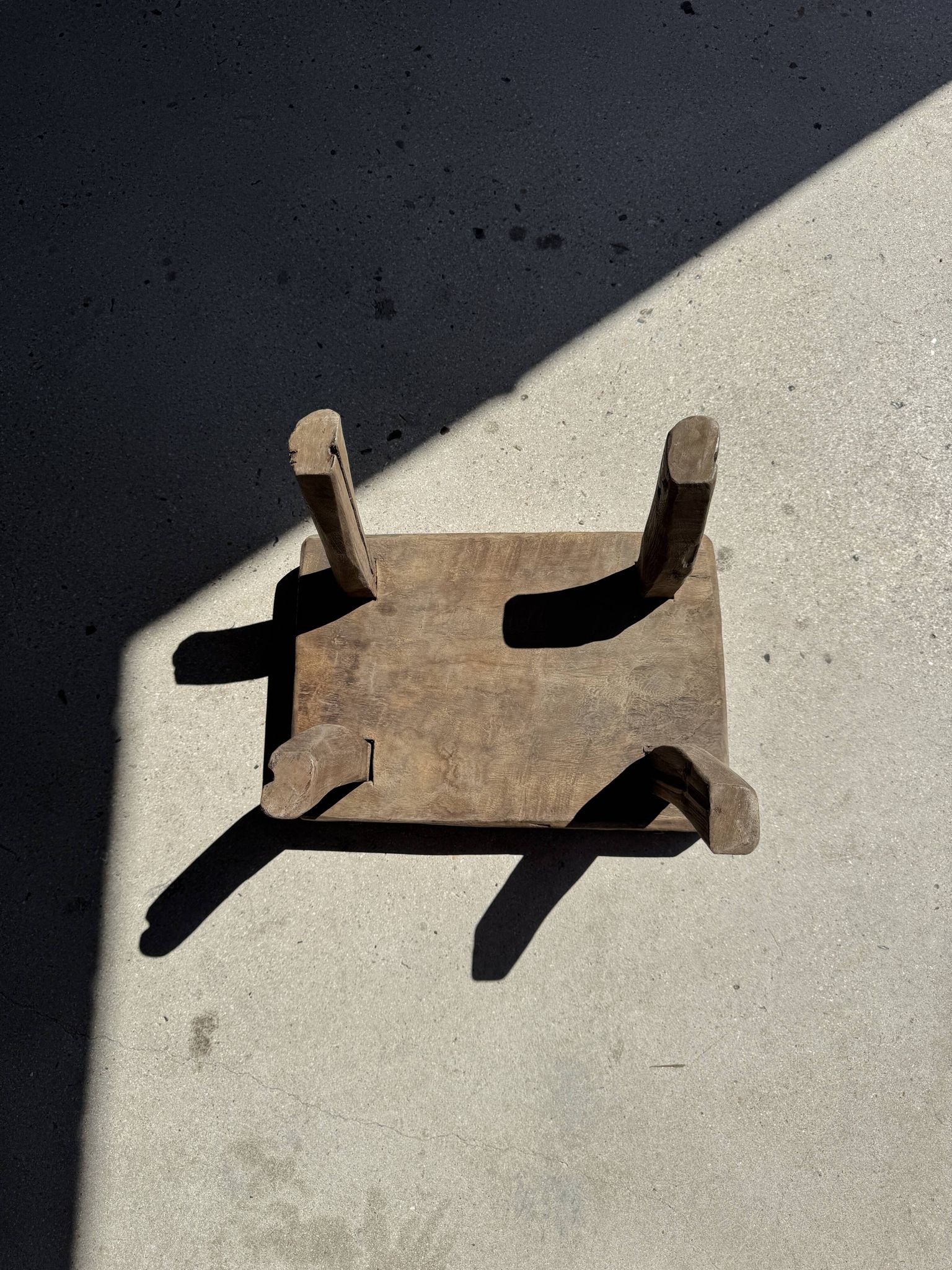 Small stool, rectangular accent stool in solid teak wabi-sabi H26.