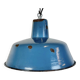 Lampe à suspension industrielle en émail bleu, années 1960