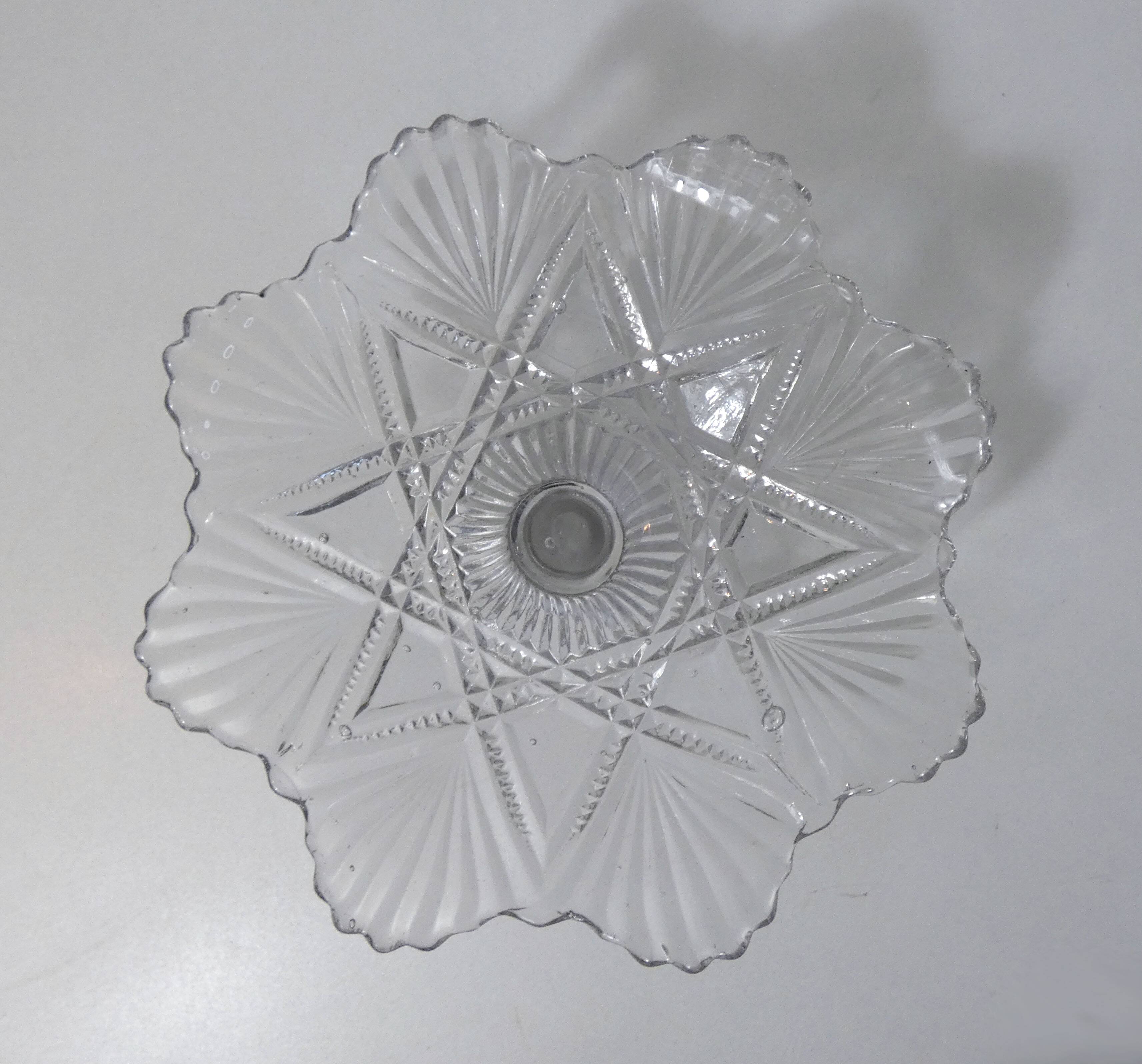 footed plate compote dish in molded glass