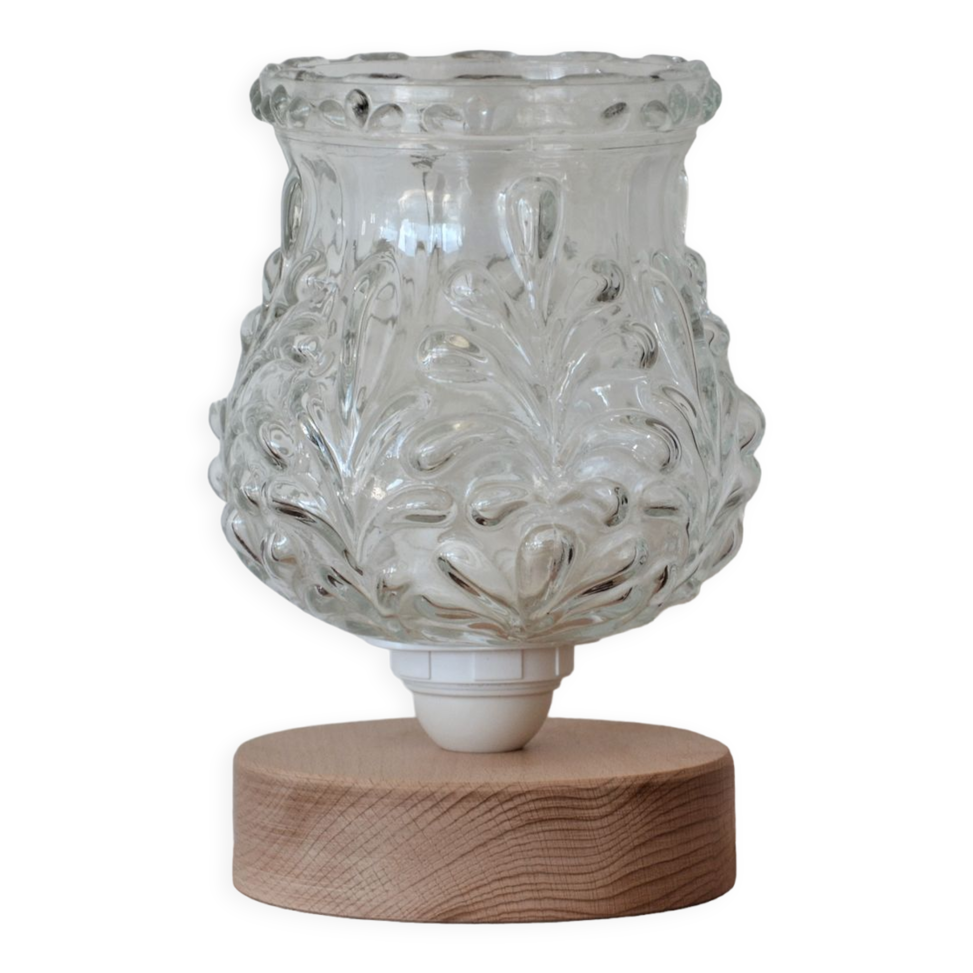 Table lamp glass globe floral motifs