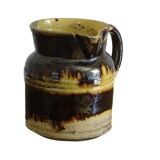 Cruche ancienne en céramique française de Dieulefit, à glace brune