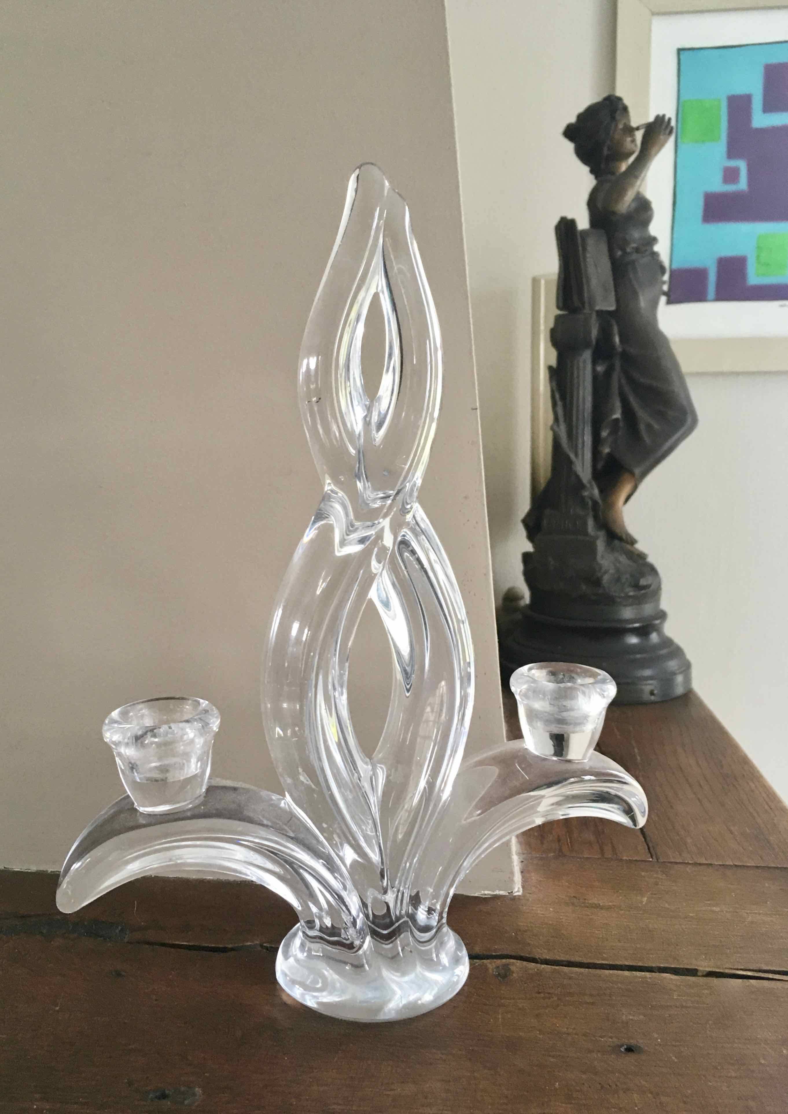 Glass torch candle holder 1950