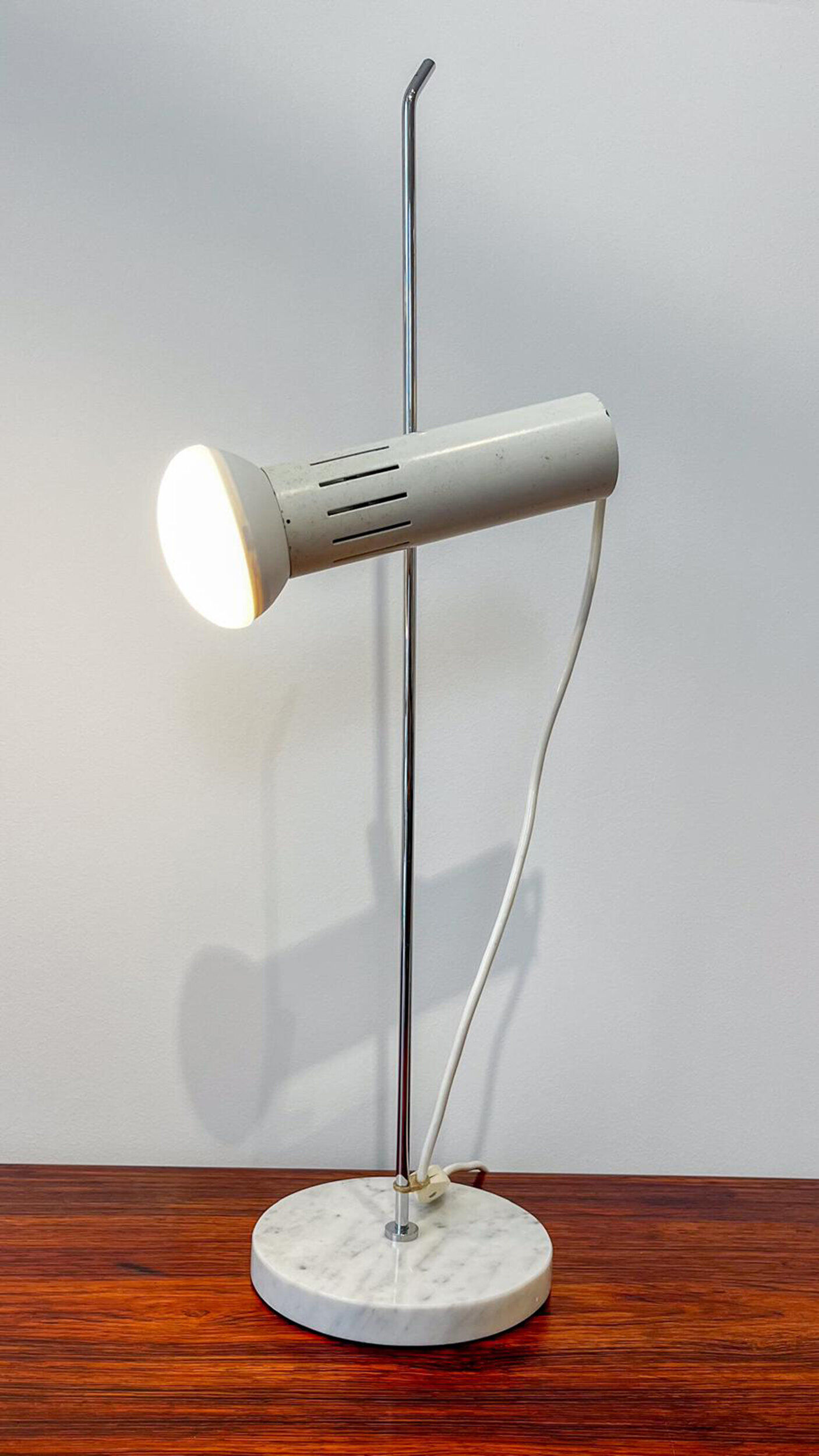 Table lamp model A4 in marble and steel by Alain Richard