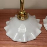 Pair: white opaline wall lights