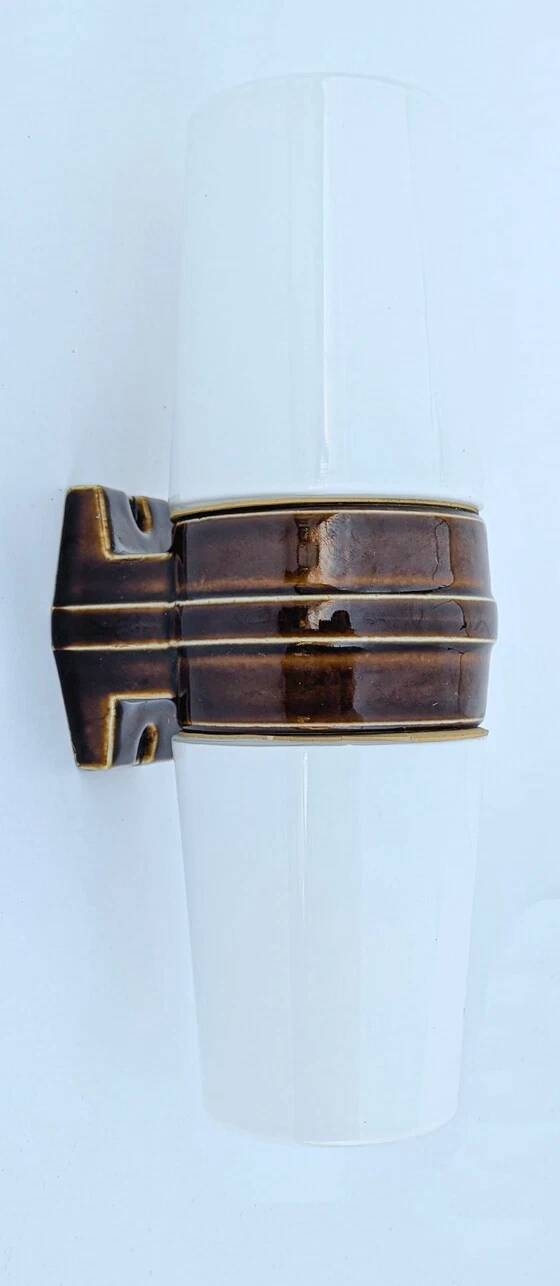 Double wall lamp in brown porcelain Model 6065 by Sigvard Bernadotte for Ifö – 1960s